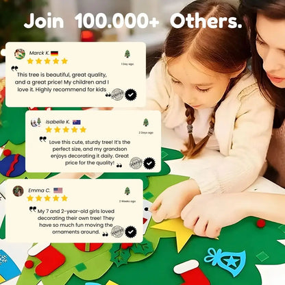 Felt Christmas tree set for kids, Montessori-themed holiday activity with easy-to-move